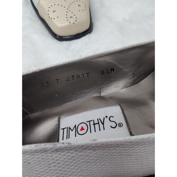 Vintage white cream Timothy cap Toe Kitten Heels Sz 8.5 - Picture 8 of 9